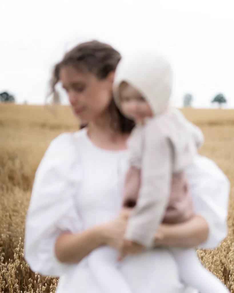 Blurred out woman and child on Wheat Field